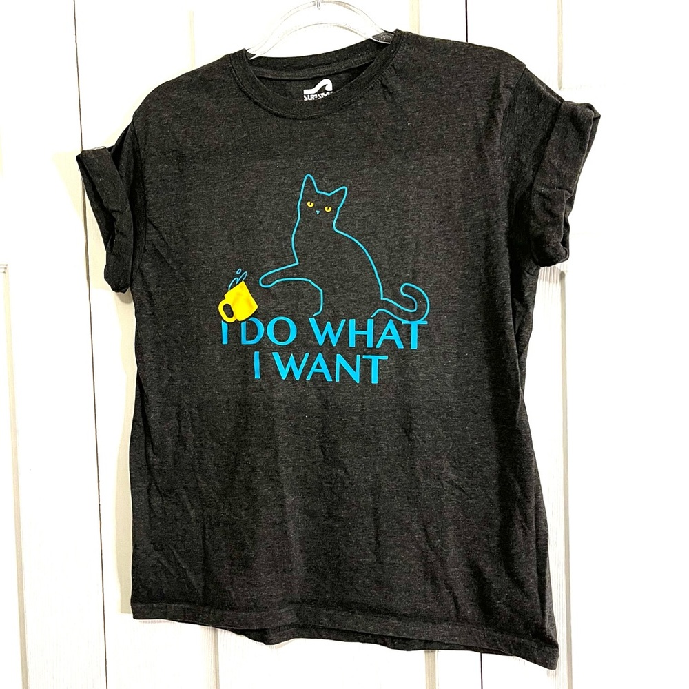 T-shirt “I do what I want” cat dropping cup size M - Picture 3 of 7
